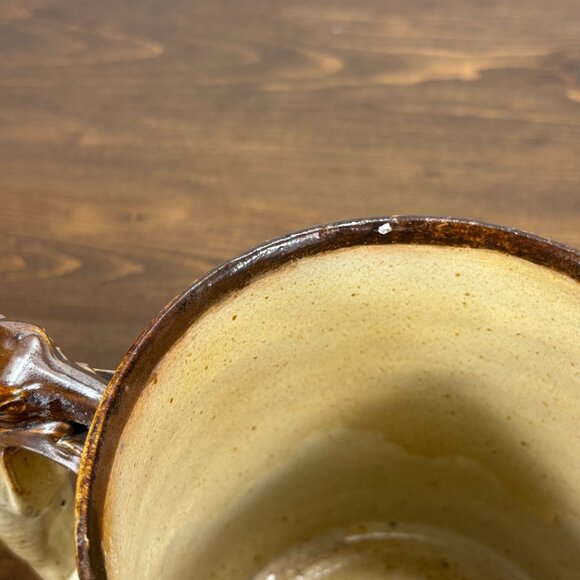 Antique Salt Glaze Hunting Mug with Hound Handle 1800s Stoneware Tankard - Picture 8 of 14